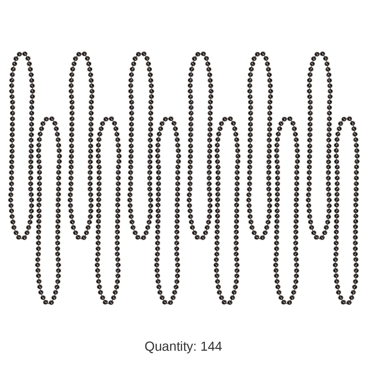 144 Pack Bulk Party Bead Necklaces - Small Round black