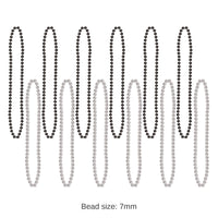 144 Pack Bulk Party Bead Necklaces - Small Round black/silver