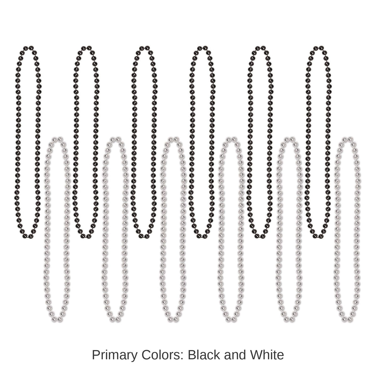 144 Pack Bulk Party Bead Necklaces - Small Round black/silver