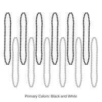144 Pack Bulk Party Bead Necklaces - Small Round black/silver
