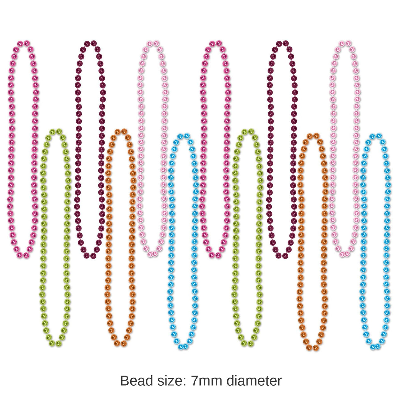 144 Pack Bulk Party Bead Necklaces - Small Round Asst colors