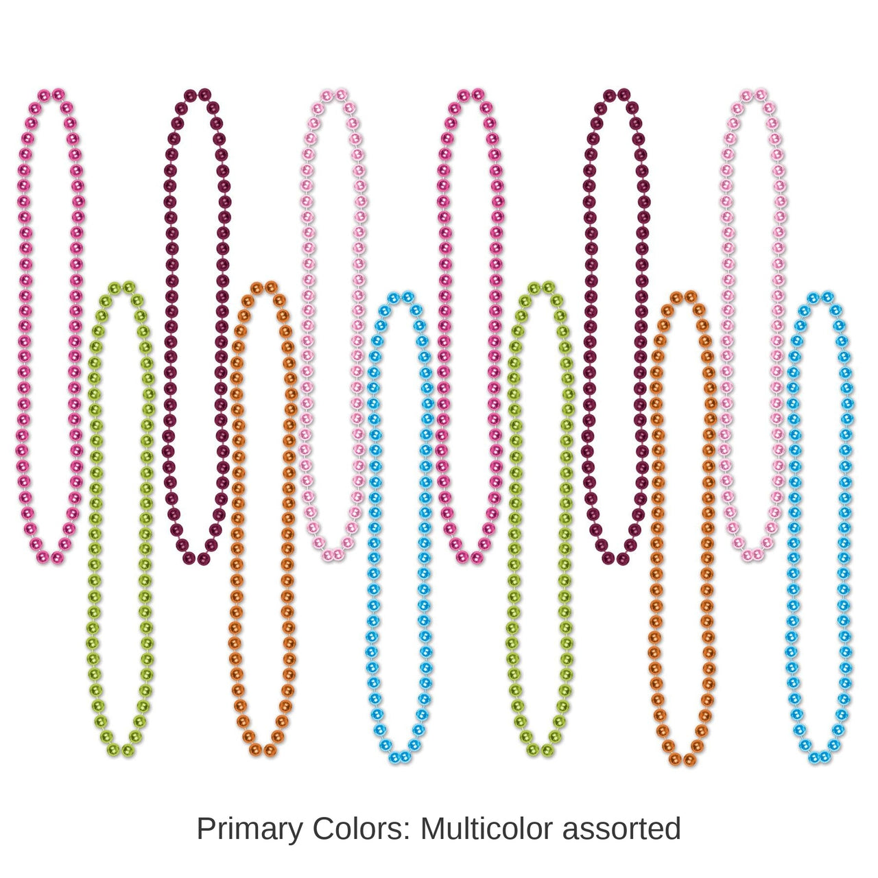 144 Pack Bulk Party Bead Necklaces - Small Round Asst colors