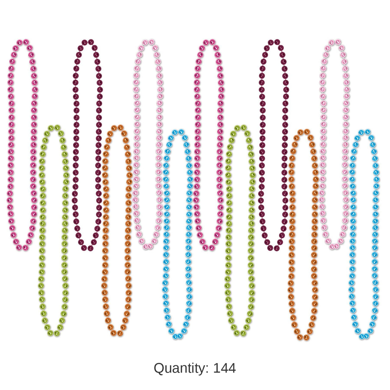 144 Pack Bulk Party Bead Necklaces - Small Round Asst colors