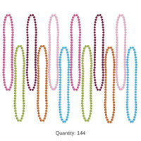 144 Pack Bulk Party Bead Necklaces - Small Round Asst colors