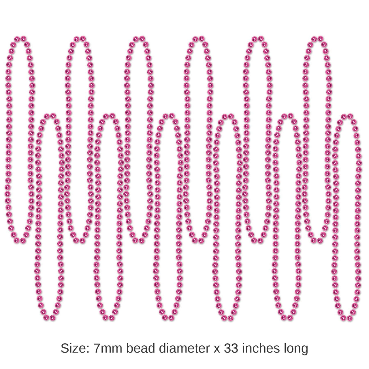 144 Pack Bulk Party Bead Necklaces - Small Round cerise