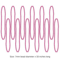 144 Pack Bulk Party Bead Necklaces - Small Round cerise