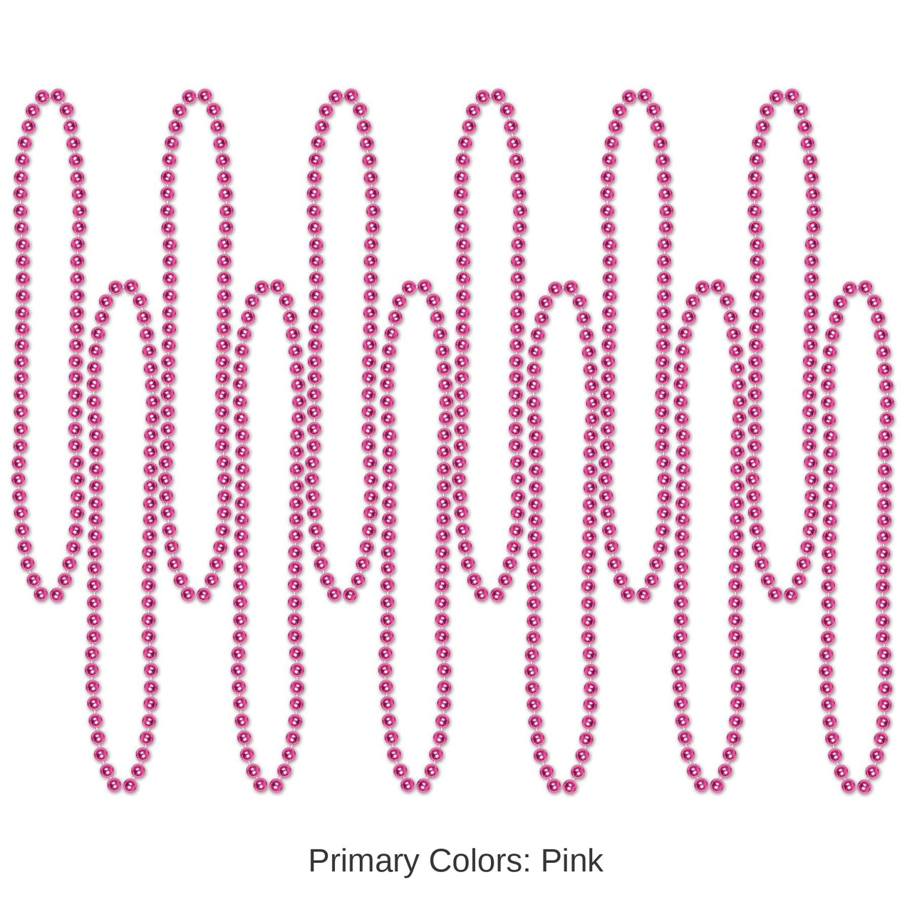 144 Pack Bulk Party Bead Necklaces - Small Round cerise