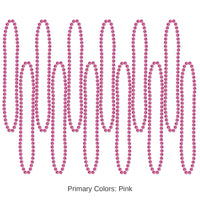 144 Pack Bulk Party Bead Necklaces - Small Round cerise