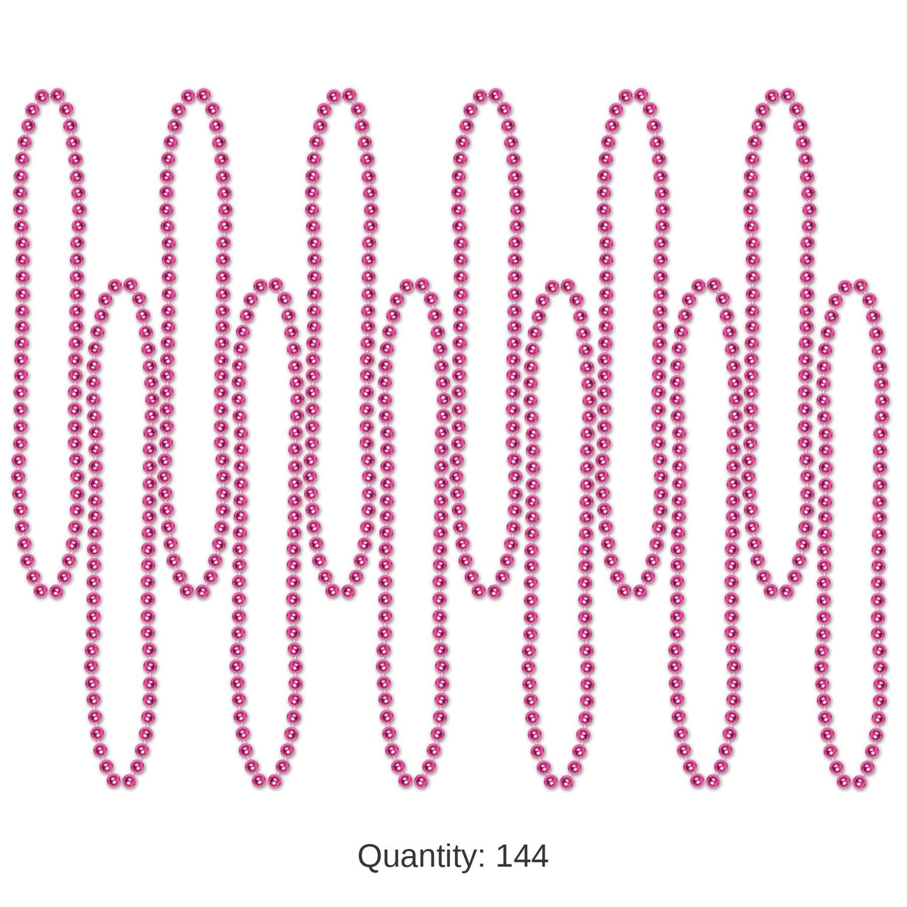 144 Pack Bulk Party Bead Necklaces - Small Round cerise