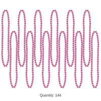 144 Pack Bulk Party Bead Necklaces - Small Round cerise