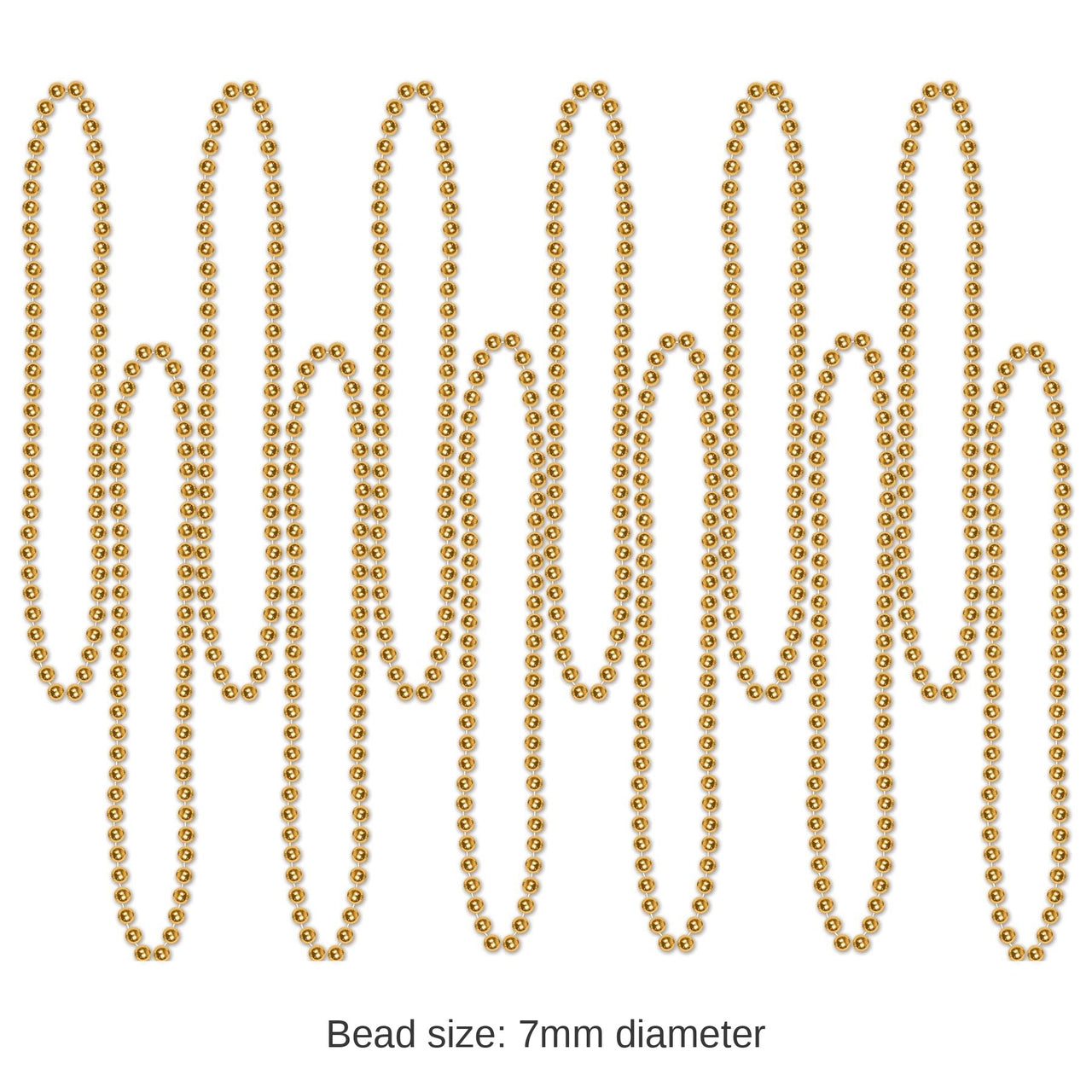 144 Pack Bulk Party Bead Necklaces - Small Round gold