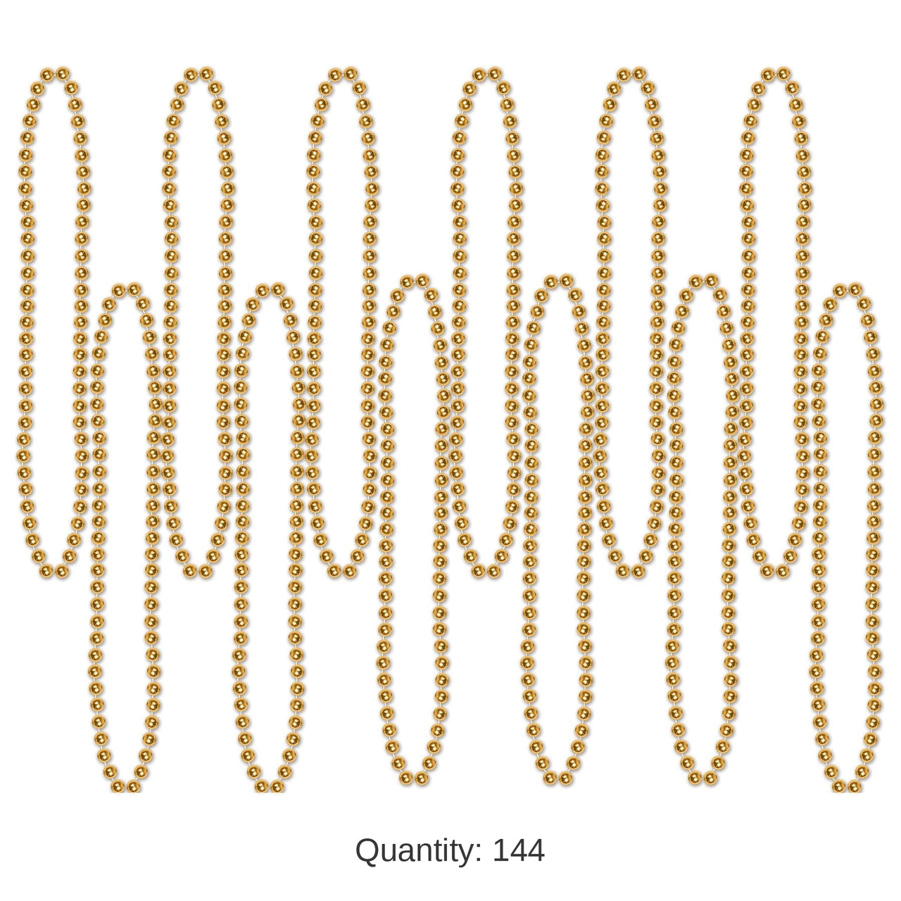 144 Pack Bulk Party Bead Necklaces - Small Round gold