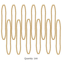 144 Pack Bulk Party Bead Necklaces - Small Round gold