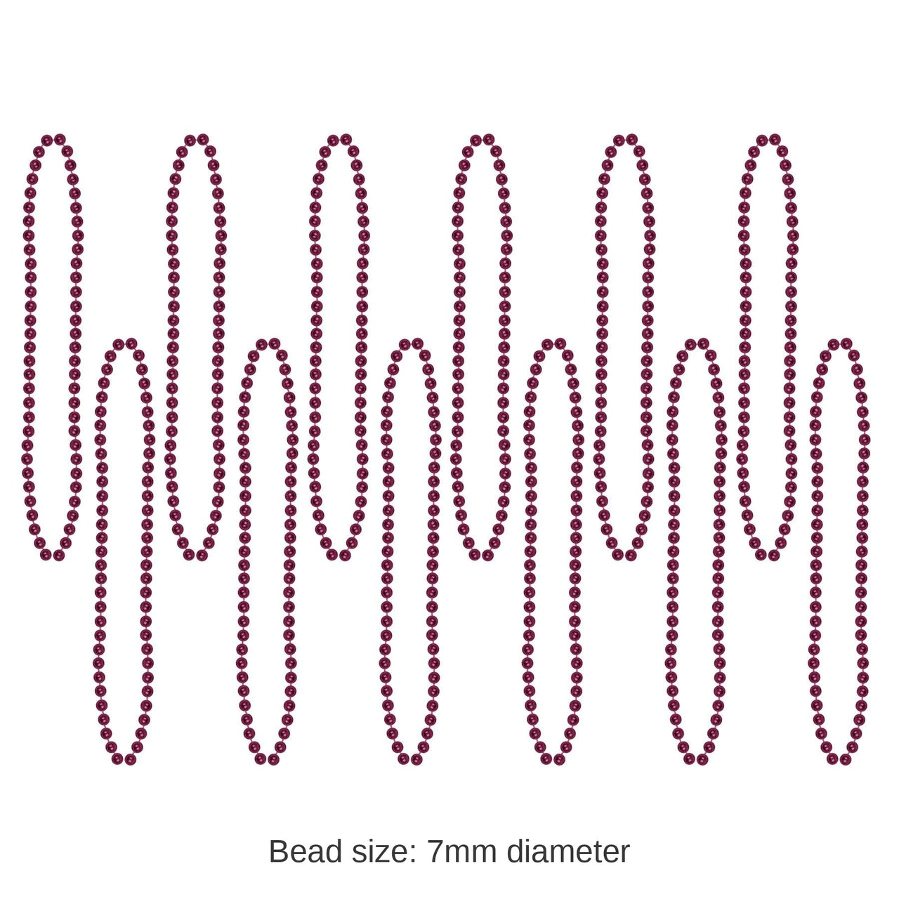 144 Pack Bulk Party Bead Necklaces - Small Round maroon