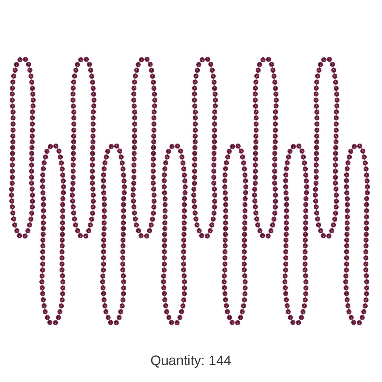 144 Pack Bulk Party Bead Necklaces - Small Round maroon