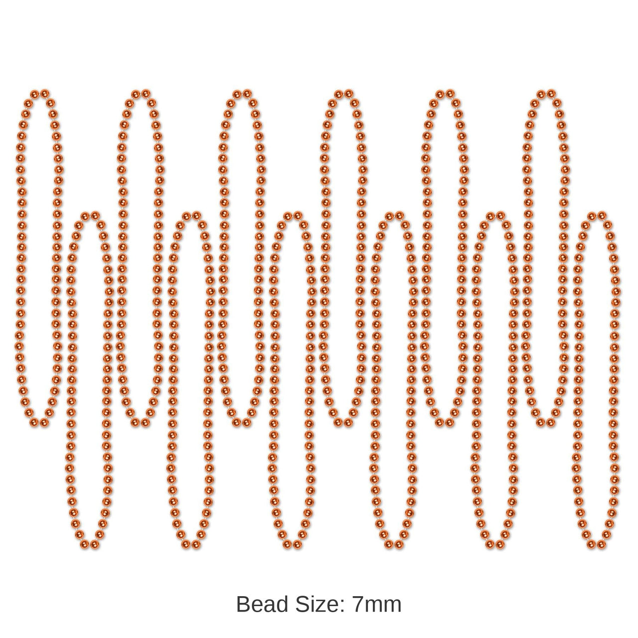 144 Pack Bulk Party Bead Necklaces - Small Round orange