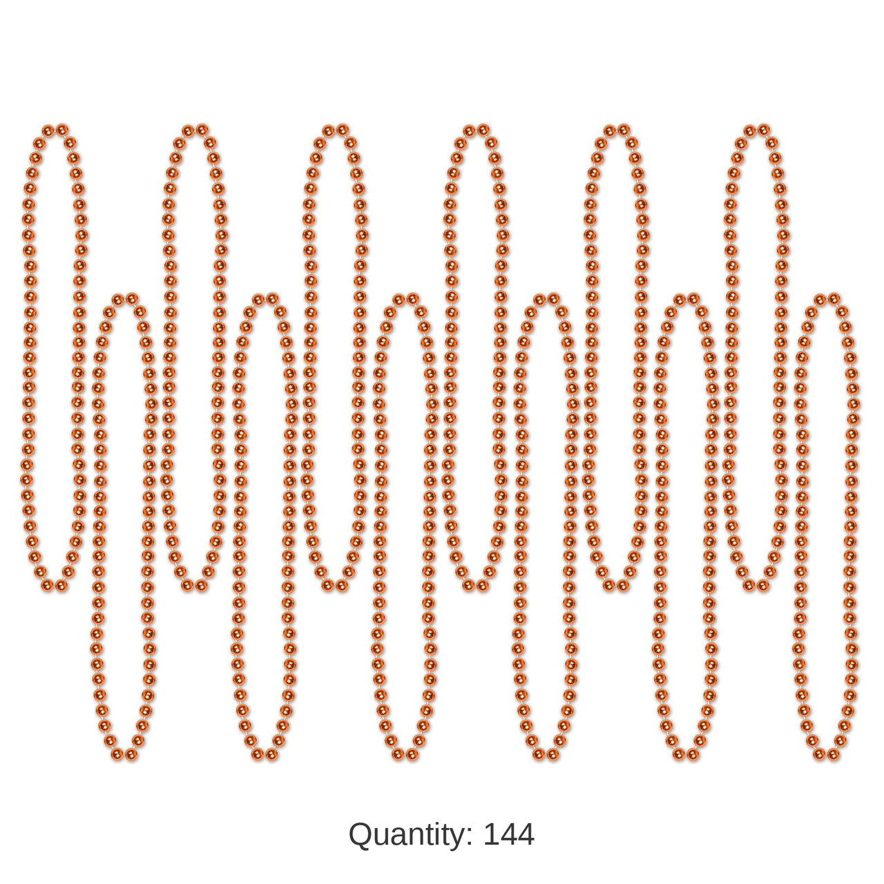 144 Pack Bulk Party Bead Necklaces - Small Round orange