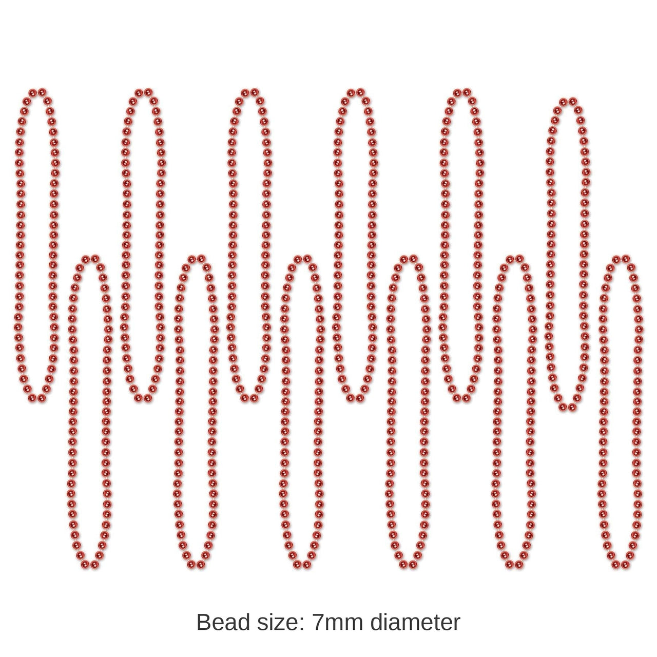 144 Pack Bulk Party Bead Necklaces - Small Round red