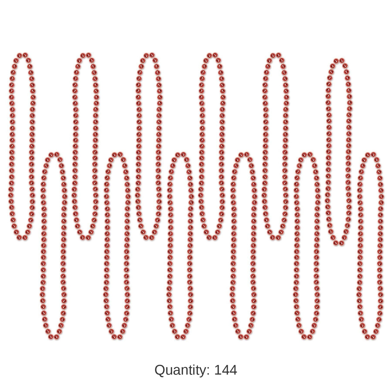 144 Pack Bulk Party Bead Necklaces - Small Round red