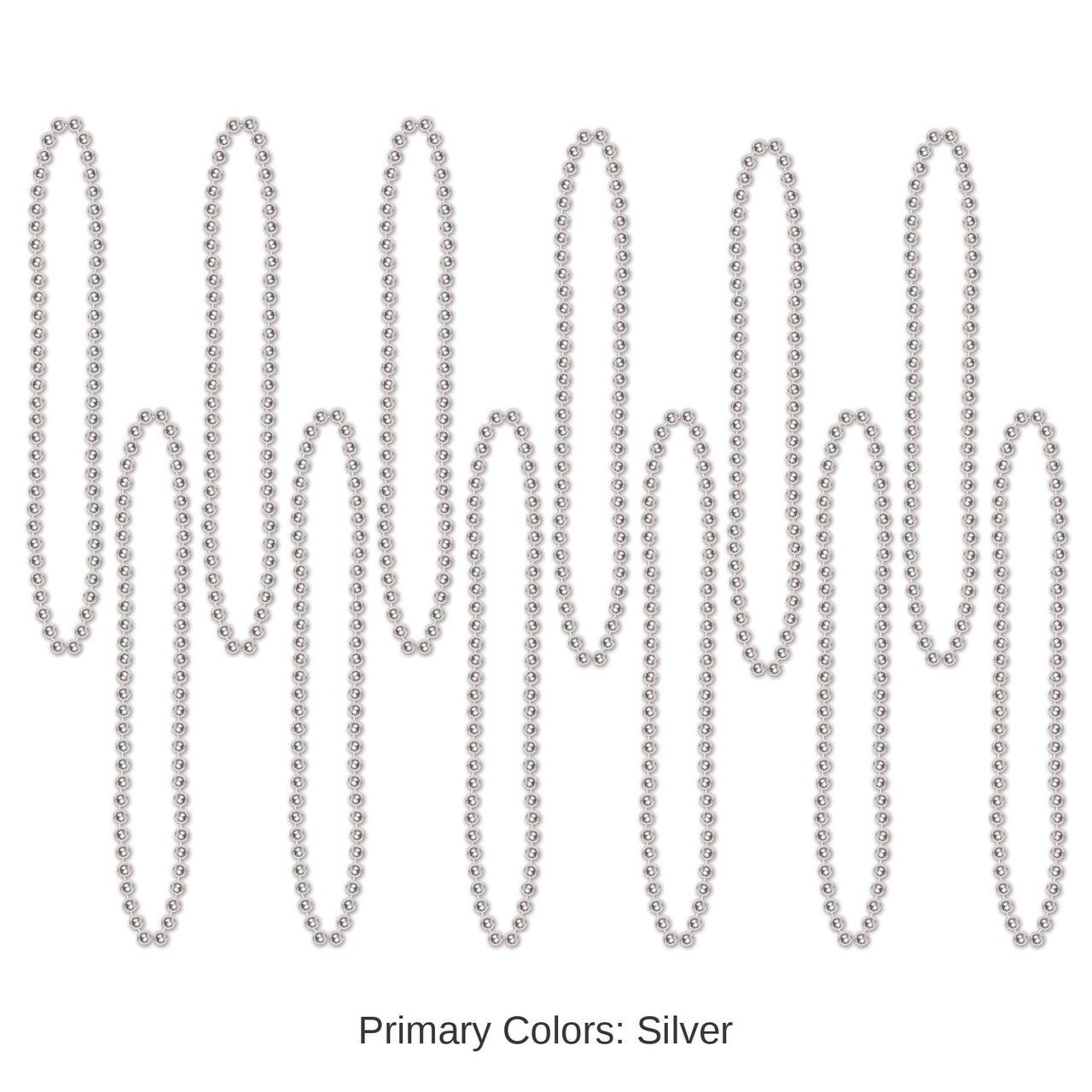 144 Pack Bulk Party Bead Necklaces - Small Round silver