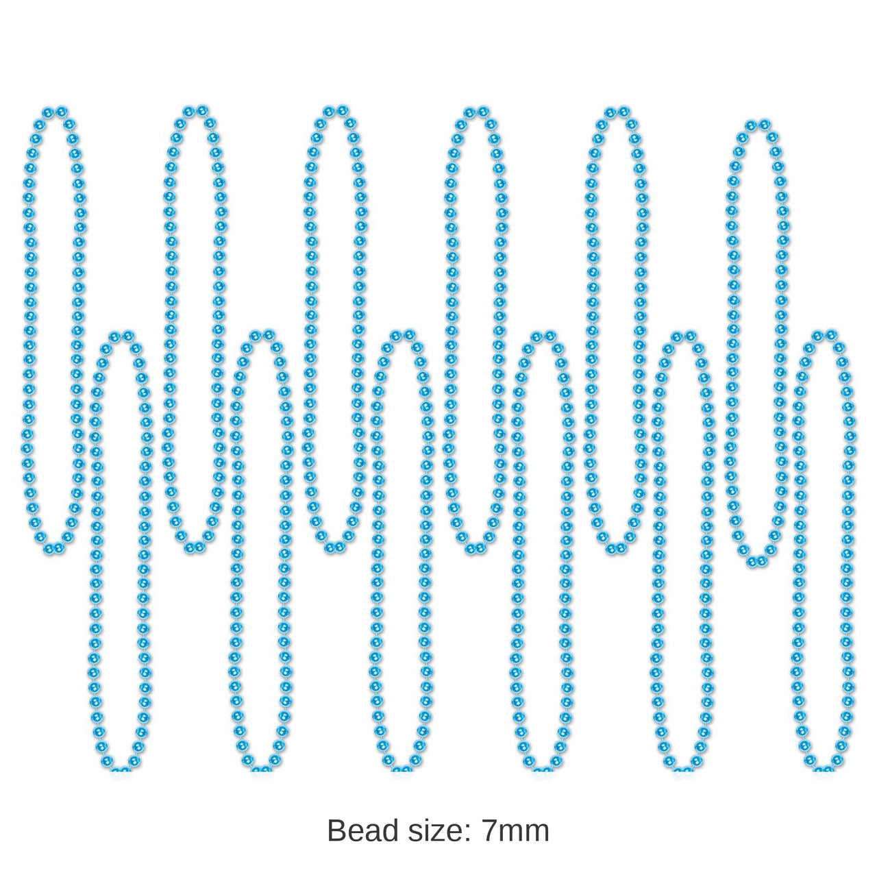 144 Pack Bulk Party Bead Necklaces - Small Round turquoise