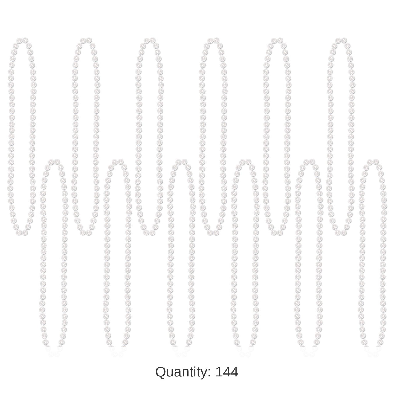144 Pack Bulk Party Bead Necklaces - Small Round white
