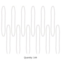 144 Pack Bulk Party Bead Necklaces - Small Round white