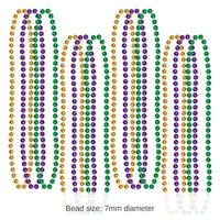 144 Pack Bulk Mardi Gras Small Round Bead Necklaces