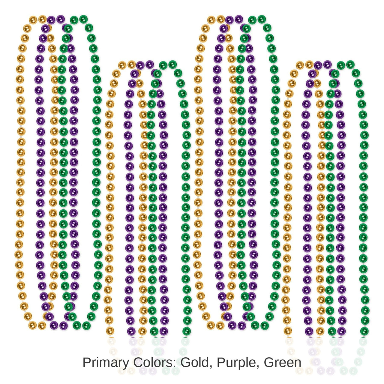 144 Pack Bulk Mardi Gras Small Round Bead Necklaces