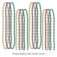 144 Pack Bulk Mardi Gras Small Round Bead Necklaces