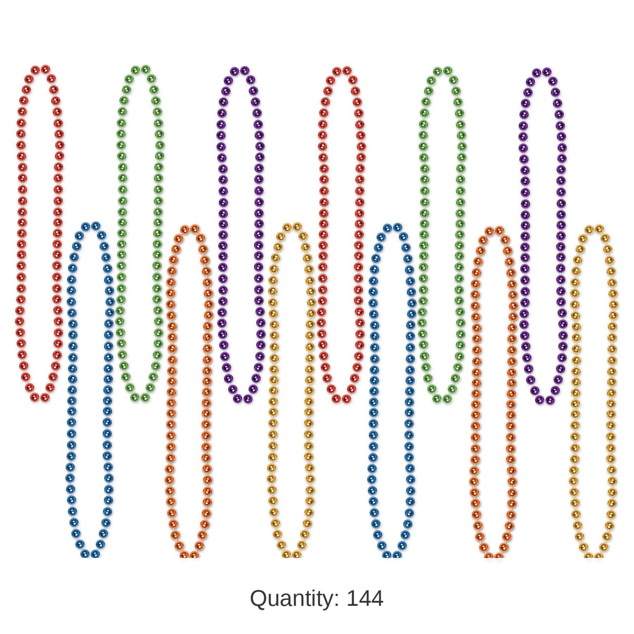 144 Pack Bulk Party Bead Necklaces - Small Round