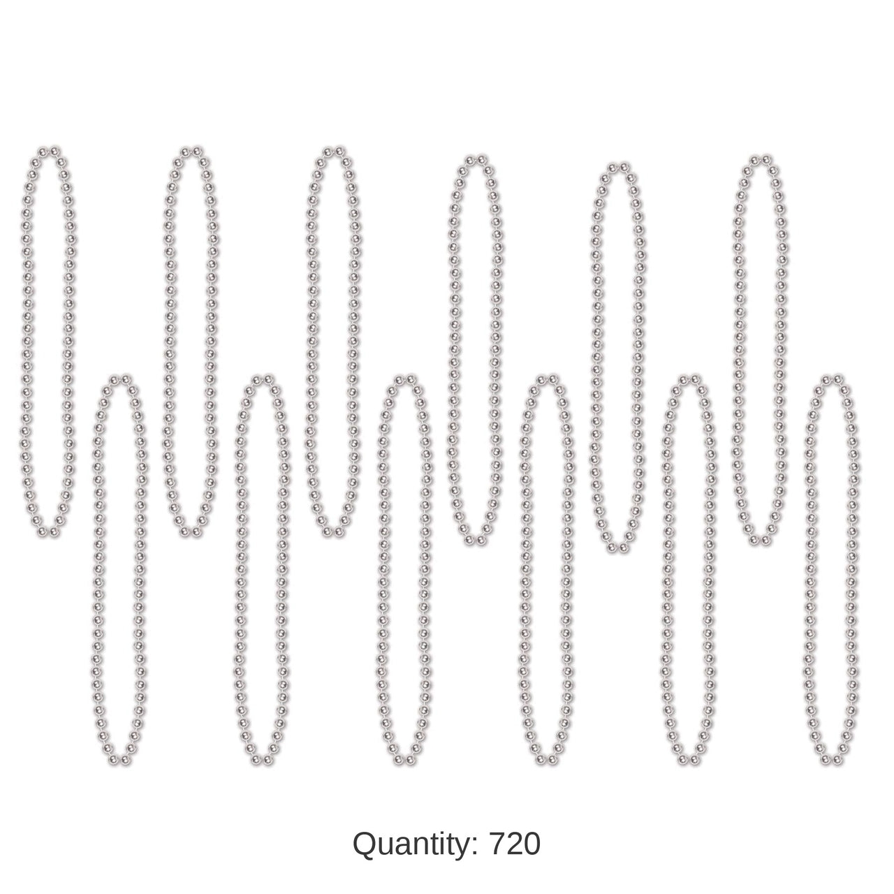 720 Pack Bulk Party Bead Necklaces silver