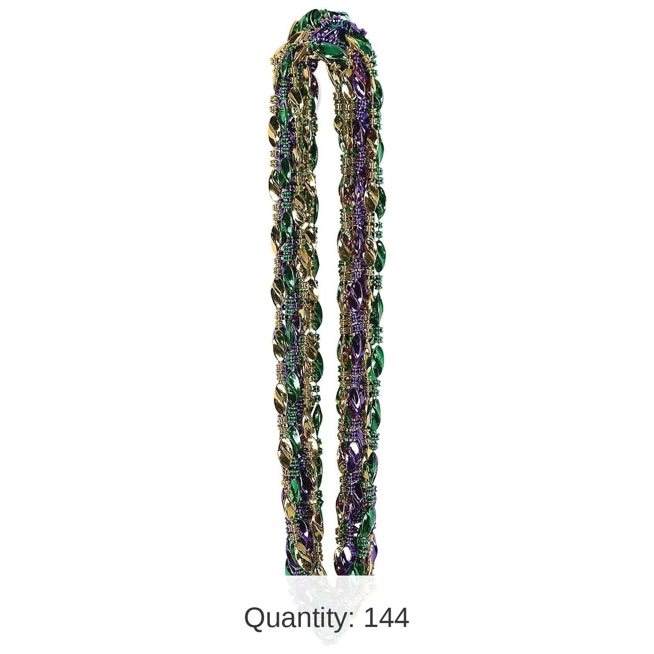 144 Pack Bulk Mardi Gras Swirl Bead Necklaces