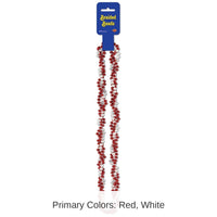 12 Pack Bulk Braided Bead Necklaces - red/white