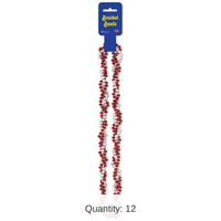 12 Pack Bulk Braided Bead Necklaces - red/white