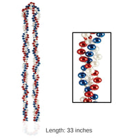 12 Pack Bulk Braided Party Bead Necklaces - red - white - blue