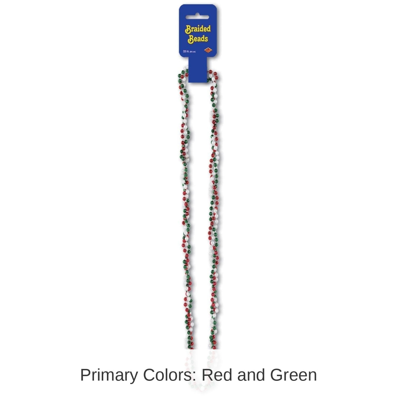 12 Pack Bulk Fiesta Braided Bead Necklaces - red - white - green