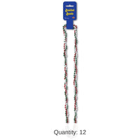 12 Pack Bulk Fiesta Braided Bead Necklaces - red - white - green