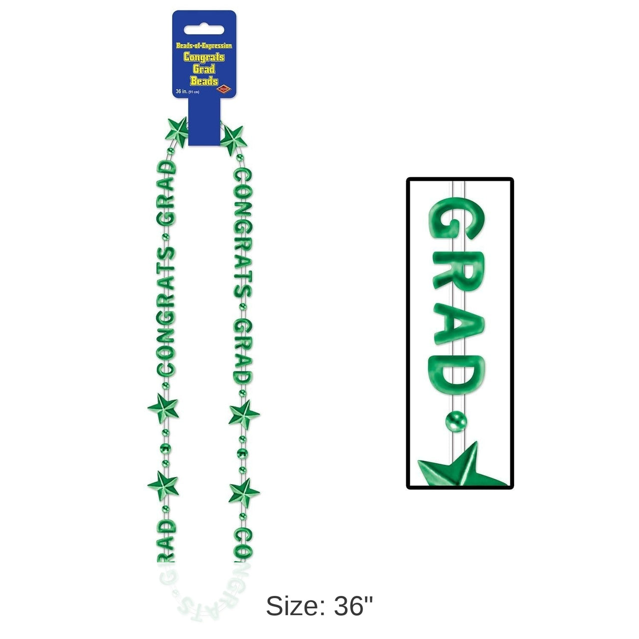 12 Pack Bulk Congrats Grad Graduation Party Bead Necklaces - green