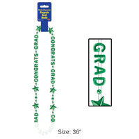 12 Pack Bulk Congrats Grad Graduation Party Bead Necklaces - green
