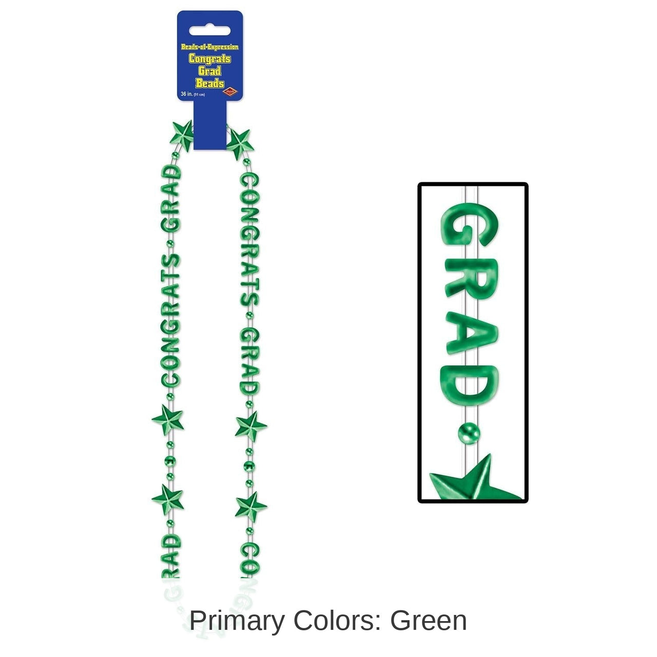 12 Pack Bulk Congrats Grad Graduation Party Bead Necklaces - green