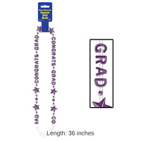 12 Pack Bulk Congrats Grad Graduation Party Bead Necklaces - purple