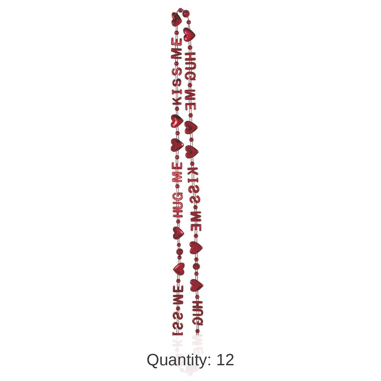 12 Pack Bulk Valentine's Day Hug Me - Kiss Me Bead Necklaces