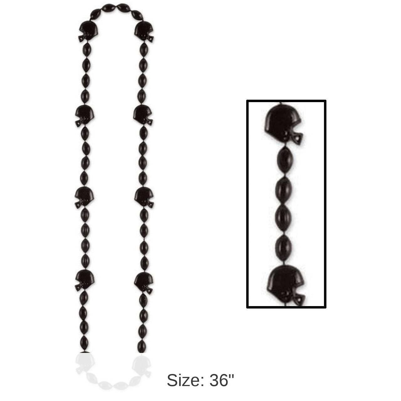 12 Pack Bulk Football Party Bead Necklaces - Black
