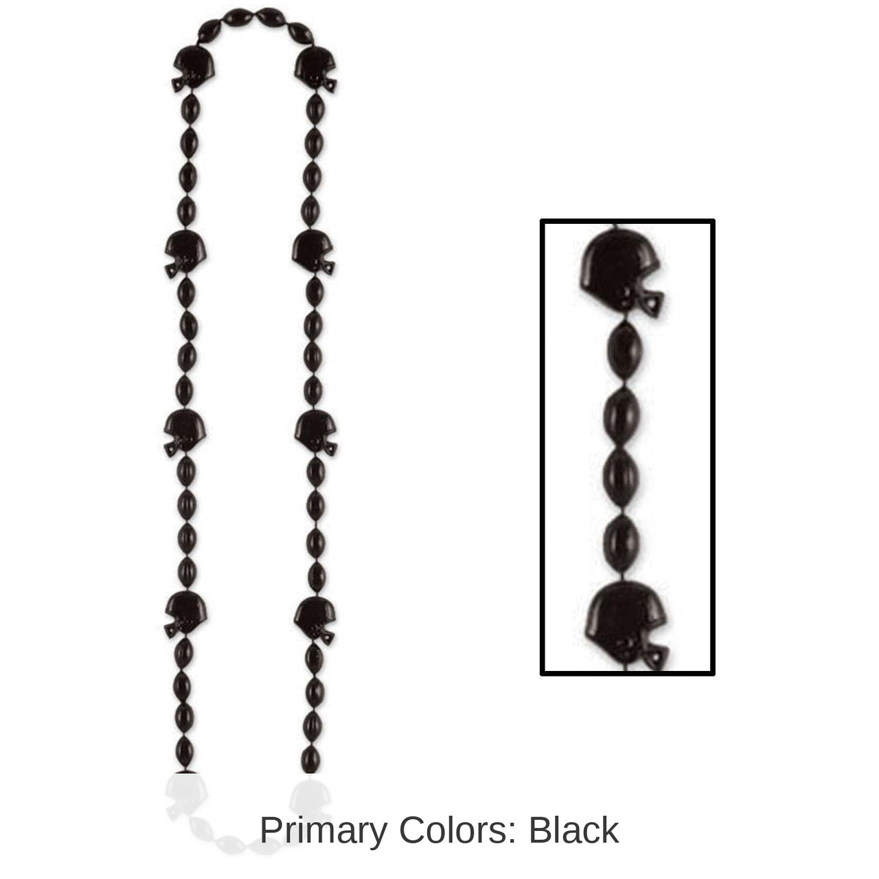 12 Pack Bulk Football Party Bead Necklaces - Black