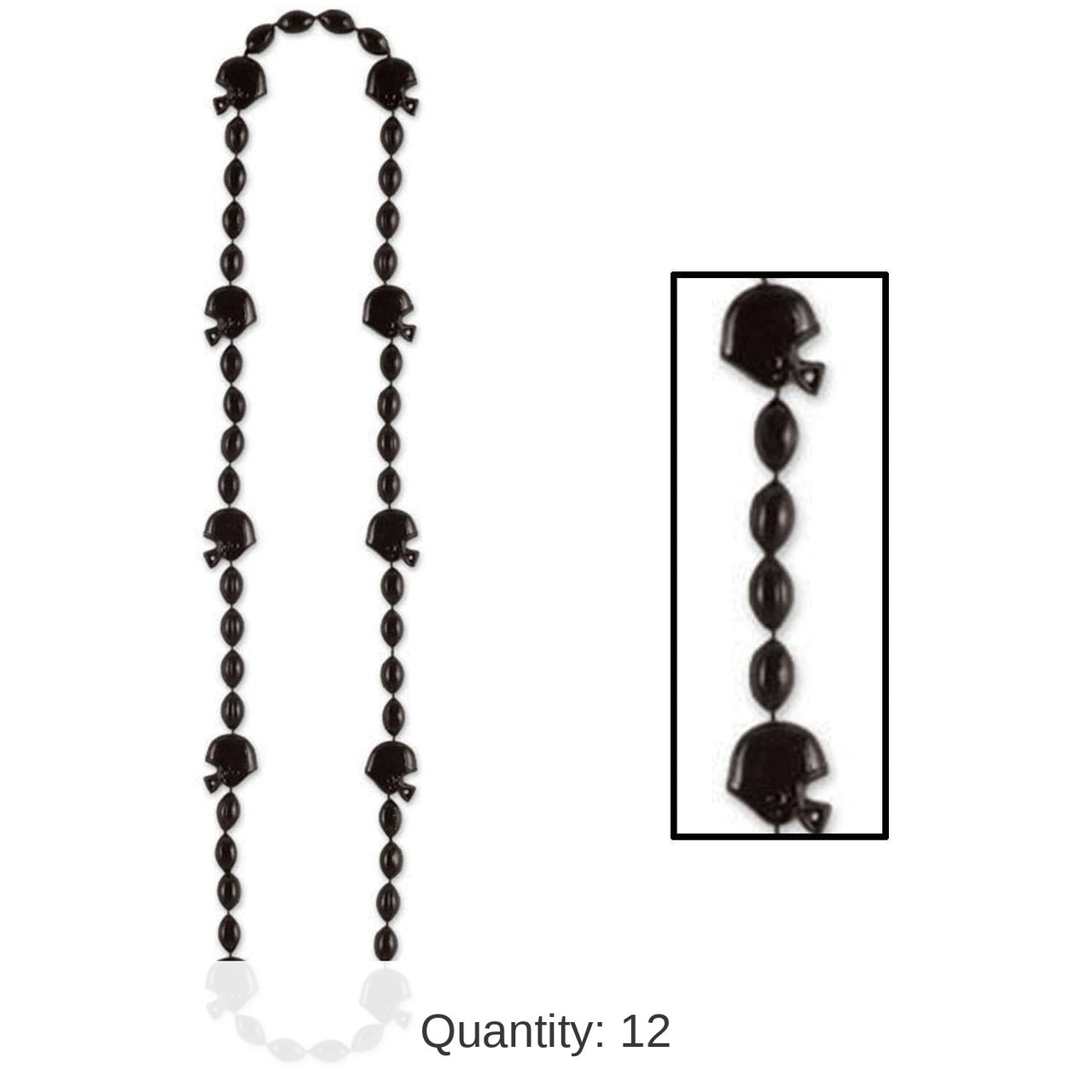 12 Pack Bulk Football Party Bead Necklaces - Black