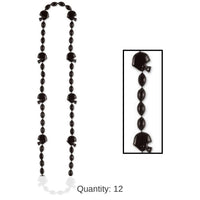12 Pack Bulk Football Party Bead Necklaces - Black