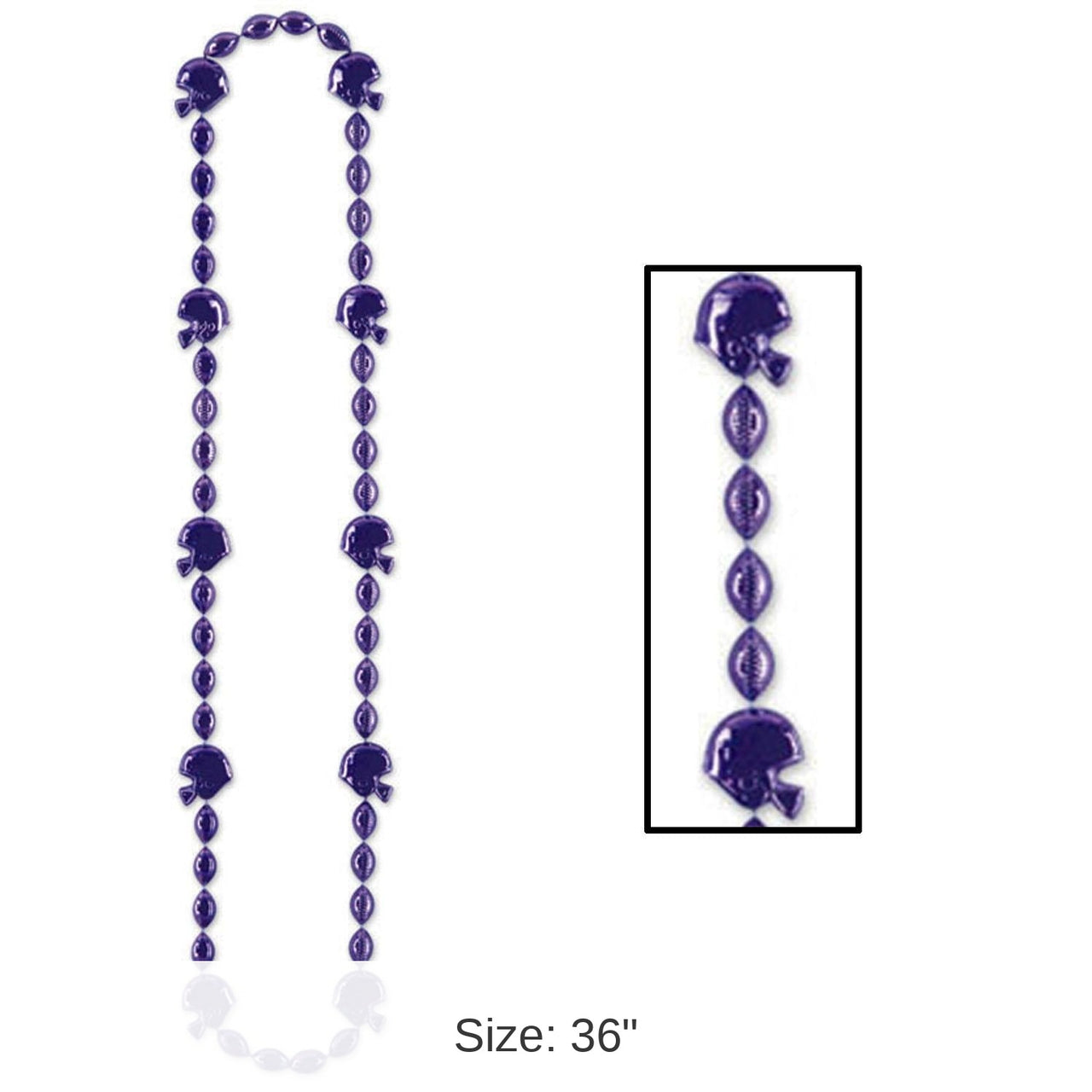 12 Pack Bulk Football Party Bead Necklaces - Purple