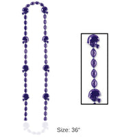 12 Pack Bulk Football Party Bead Necklaces - Purple