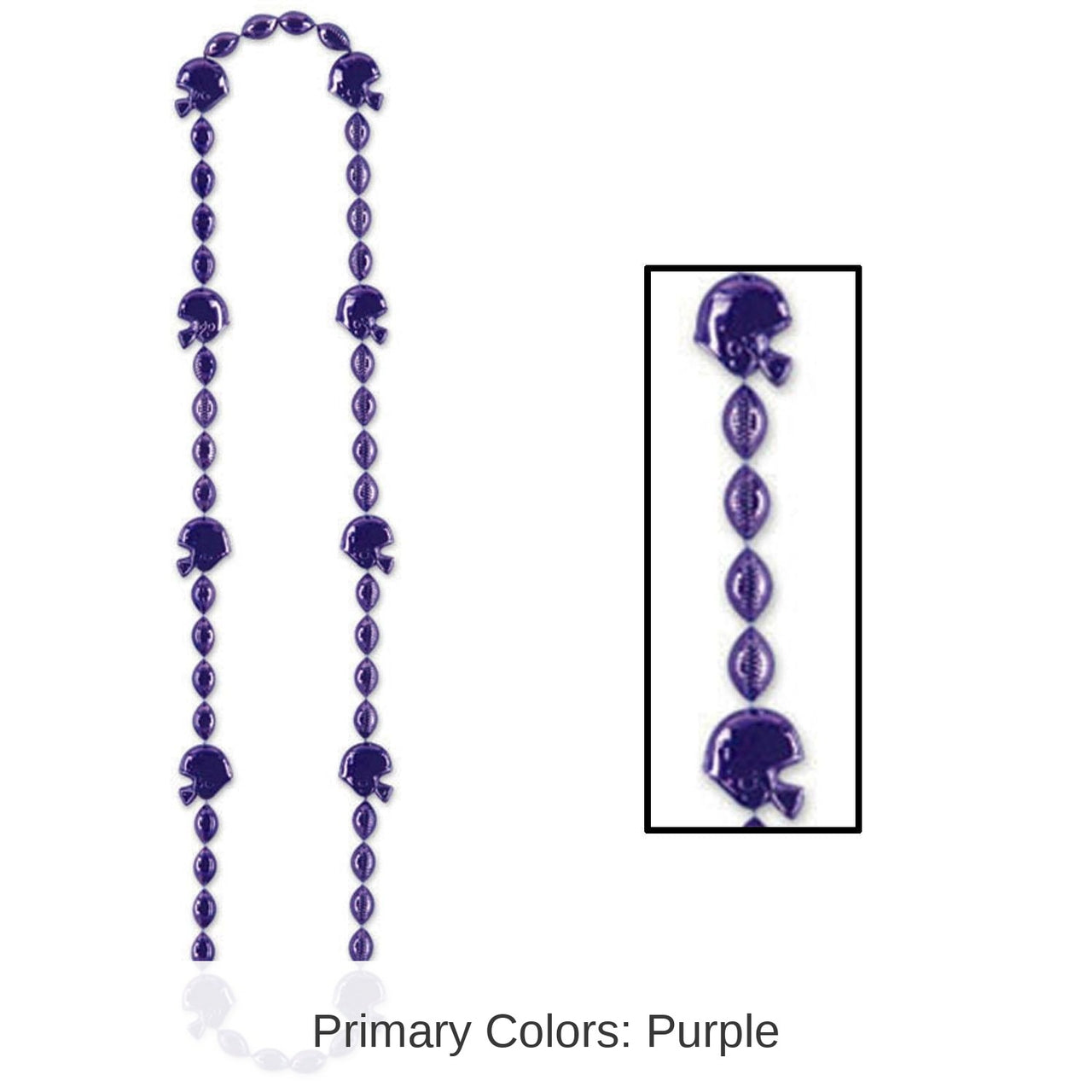 12 Pack Bulk Football Party Bead Necklaces - Purple